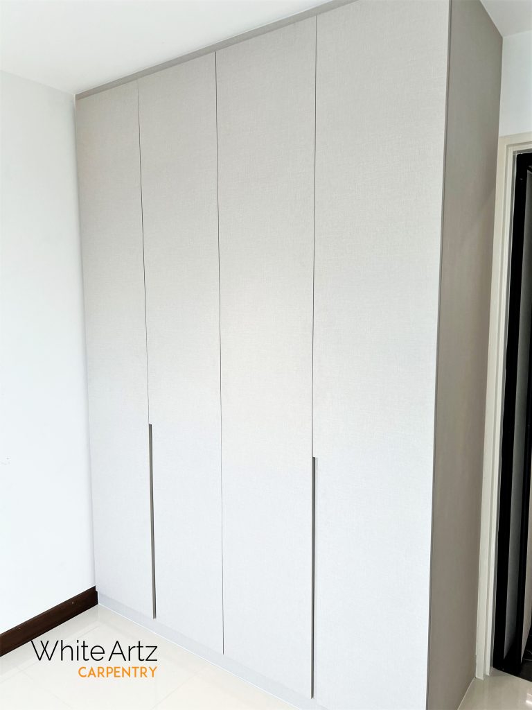 casement swing door wardrobe in fabric design finishing