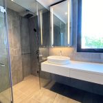 toilet with quartz top and mirror cabinet