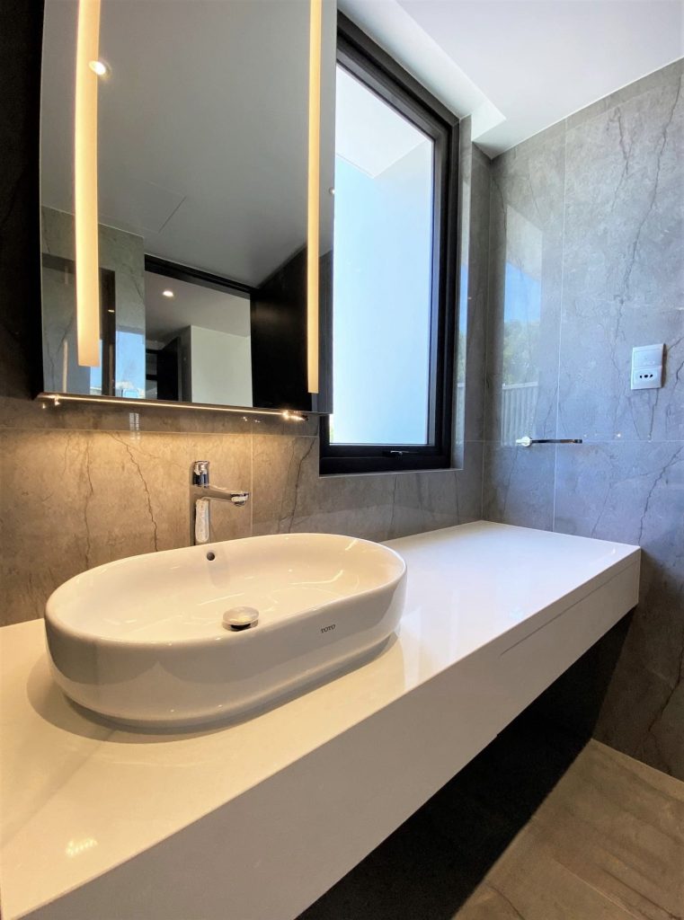 Modern vanity cabinet crafted