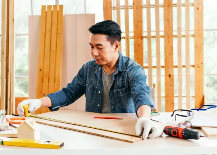 singapore carpenter taking measurement