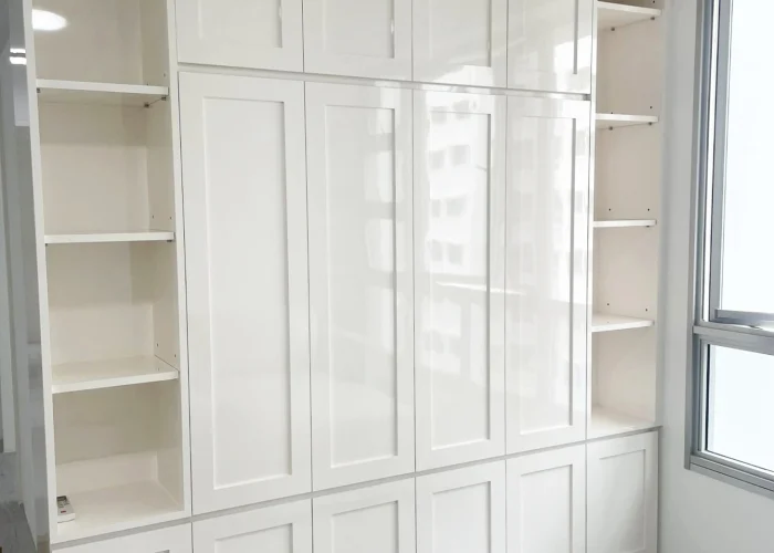 cabinet in colour core laminate finishing